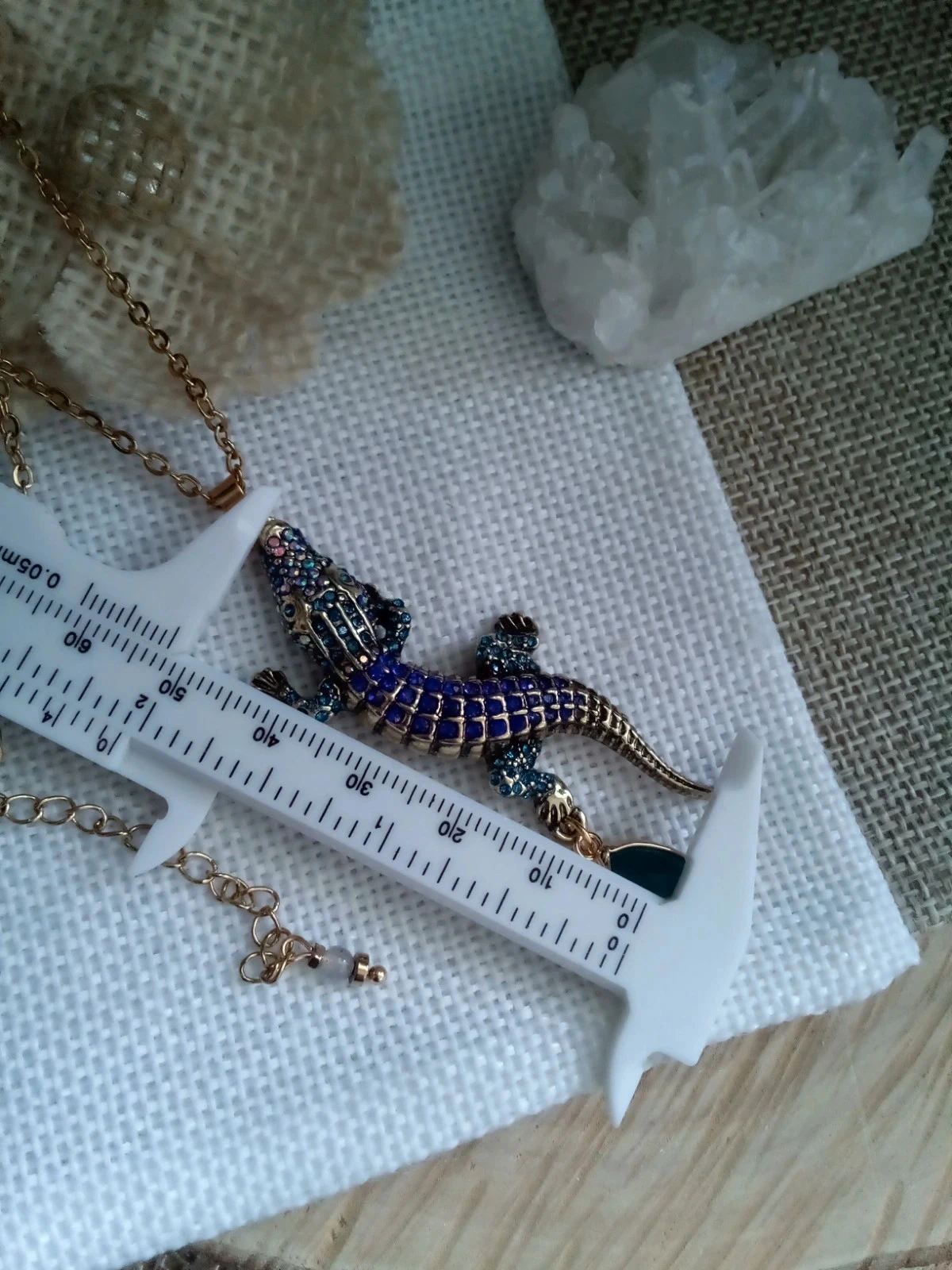 Collier avec crocodile zirconées et pierre d'apatite sertie – photo 4